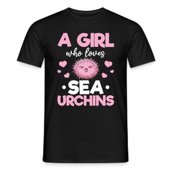 A girl who loves sea urchins - Men's T-Shirt - black - Front - AI Model Male 178 light (178cm)