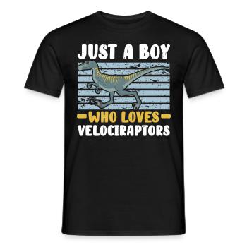 Just A Boy Who Loves Velociraptors Dinosaur Dino - Men's T-Shirt - black - Front - AI Model Male 178 light (178cm)