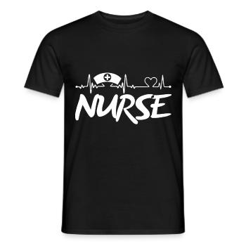 Nurse Heartbeat First Aid Emergency - Men's T-Shirt - black - Front - AI Model Male 178 light (178cm)