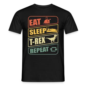 T-Rex Eat Sleep Repeat TRex Dinosaur Dinos - Men's T-Shirt - black - Front - AI Model Male 178 light (178cm)
