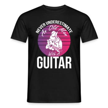 Guitare avec vieil homme Guitariste Musicien Rock - T-shirt homme - noir - Devant - AI Model Male 178 light (178cm)
