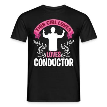 Girl loves conductor conducting with baton - Men's T-Shirt - black - Front - AI Model Male 178 light (178cm)