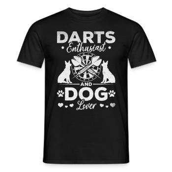 Passionné de fléchettes et amoureux des chiens - Joueur de fléchettes - T-shirt homme - noir - Devant - AI Model Male 178 light (178cm)