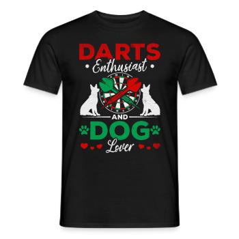 Passionné de jeux de fléchettes et amoureux des chiens - T-shirt homme - noir - Devant - AI Model Male 178 light (178cm)