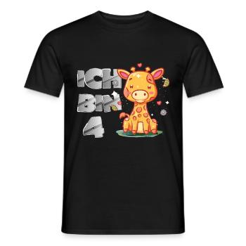 Giraffe 4 Geburtstag Safari Afrika Savanne - Männer T-Shirt - Schwarz - Vorne - AI Model Male 178 light (178cm)