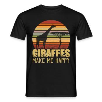 Girafes Bonheur Afrique Safari Savannah - T-shirt homme - noir - Devant - AI Model Male 178 light (178cm)