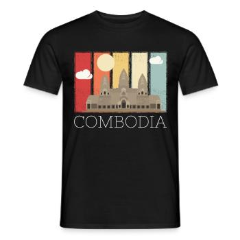 Kambodscha Tempel Retro Angkor Wat - Männer T-Shirt - Schwarz - Vorne - AI Model Male 178 light (178cm)