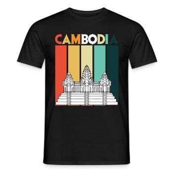 Kambodscha Angkor Wat Retro Tempel Asien - Männer T-Shirt - Schwarz - Vorne - AI Model Male 178 light (178cm)