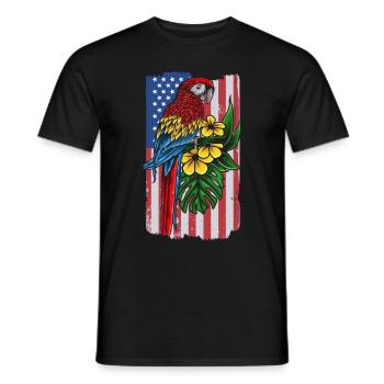 USA Flag Parrot Bird Lover Parrot Bird - Men's T-Shirt - black - Front - AI Model Male 178 light (178cm)