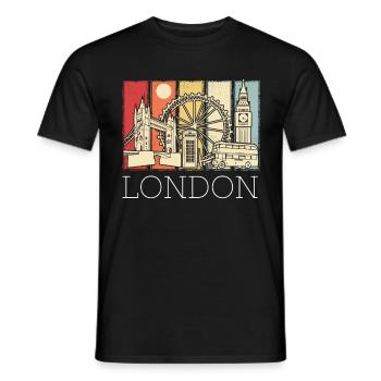 London Skyline Telefonzelle Big Ben Doppeldecker - Männer T-Shirt - Schwarz - Vorne - AI Model Male 178 light (178cm)