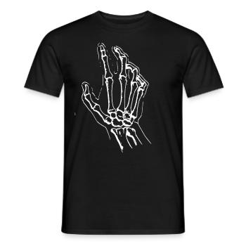 2reborn Skelett Hand scull hand shake skull 01 - Männer T-Shirt - Schwarz - Vorne - AI Model Male 178 light (178cm)