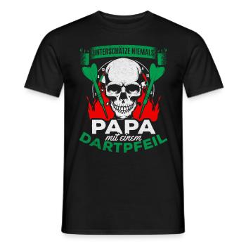 Unterschätze niemals Papa mit einem Dartpfeil Dart - Männer T-Shirt - Schwarz - Vorne - AI Model Male 178 light (178cm)