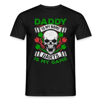 Daddy is my name Darts is my game I - Men's T-Shirt - black - Front - AI Model Male 178 light (178cm)