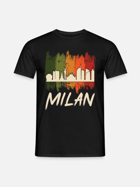 Mailand Retro Skyline mailänder Dom - Männer T-Shirt - Schwarz