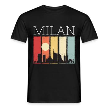 Milan Moon Skyline Rétro Cathédrale de Milan - T-shirt homme - noir - Devant - AI Model Male 178 light (178cm)