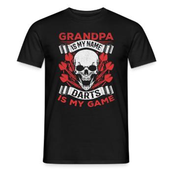Opa ist mein Name Darts ist mein Spiel Ich Opa - Männer T-Shirt - Schwarz - Vorne - AI Model Male 178 light (178cm)