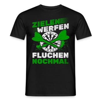 Zielen Werfen Fluchen Nochmal Darts Dartspiel Dart - Männer T-Shirt - Schwarz - Vorne - AI Model Male 178 light (178cm)