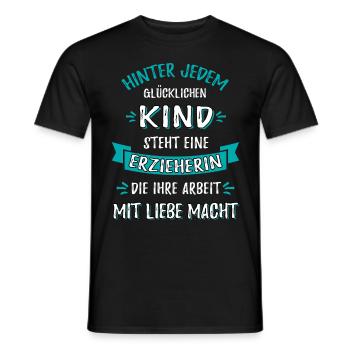 Hinter jedem Kind steckt eine Erzieherin - Männer T-Shirt - Schwarz - Vorne - AI Model Male 178 light (178cm)
