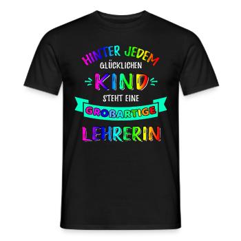 Hinter jedem glücklichen Kind steckt eine Lehrerin - Männer T-Shirt - Schwarz - Vorne - AI Model Male 178 light (178cm)