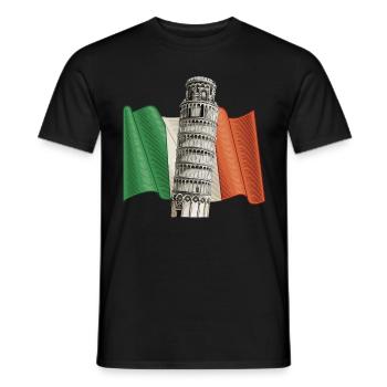 Leaning Tower of Pisa Italy Flag Tuscany - Men's T-Shirt - black - Front - AI Model Male 178 light (178cm)