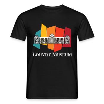 Louvre Museum Paris Retro Skyline France Art - Men's T-Shirt - black - Front - AI Model Male 178 light (178cm)