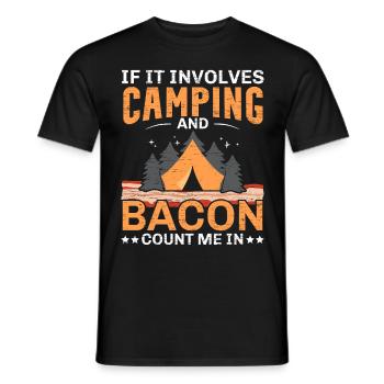 Quand il s’agit de camping et de bacon, je suis une cam - T-shirt homme - noir - Devant - AI Model Male 178 light (178cm)