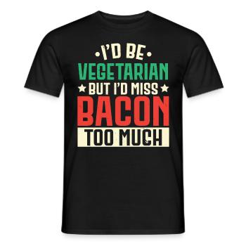 Je serais végétarien, mais je serais bacon ve - T-shirt homme - noir - Devant - AI Model Male 178 light (178cm)