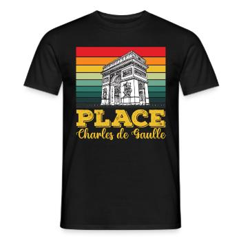 Place Charles de Gaulle Paris Arc de Triomphe - T-shirt homme - noir - Devant - AI Model Male 178 light (178cm)