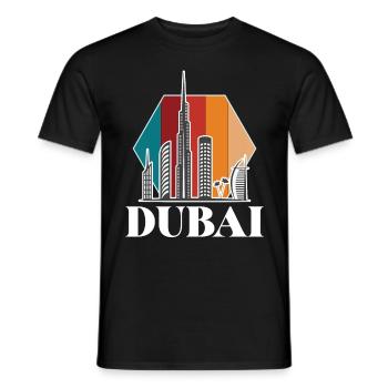 Dubai Skyline Burj Khalifa Emirate Retro VAE - Männer T-Shirt - Schwarz - Vorne - AI Model Male 178 light (178cm)