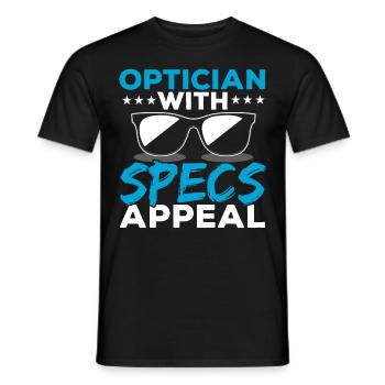 Opticien avec lentilles Attractivité Optométrie - T-shirt homme - noir - Devant - AI Model Male 178 light (178cm)