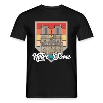 Cathédrale Notre Dame Nostalgie Paris Ville - T-shirt homme - noir - Devant - AI Model Male 178 light (178cm)