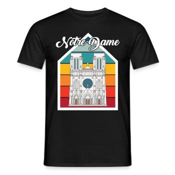 Nostalgie Cathédrale Notre-Dame de Paris Français - T-shirt homme - noir - Devant - AI Model Male 178 light (178cm)