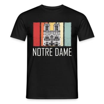 Cathédrale Notre Dame Retro Paris Français - T-shirt homme - noir - Devant - AI Model Male 178 light (178cm)