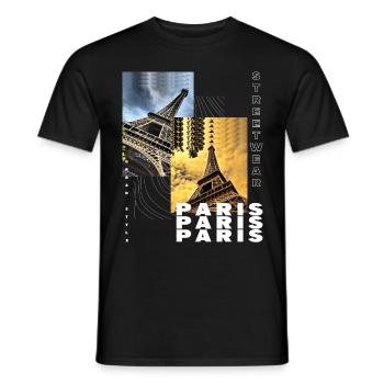 Paris France City Skyline Home Love - Men's T-Shirt - black - Front - AI Model Male 178 light (178cm)