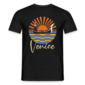 Venice Gondola Northern Italy Lagoon Grand Canal - Men's T-Shirt - black - Front - AI Model Male 178 light (178cm)