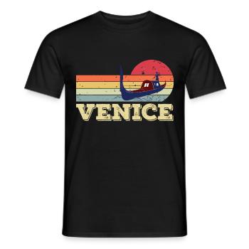 Venise Grand Canal Gondole Italie Romance - T-shirt homme - noir - Devant - AI Model Male 178 light (178cm)