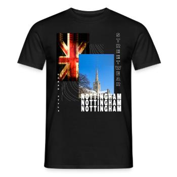 Nottingham Angleterre UK City Skyline Accueil Amour - T-shirt homme - noir - Devant - AI Model Male 178 light (178cm)