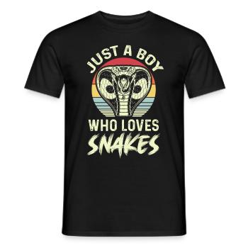 Junge liebt Schlangen Kobra Schlange Boa - Männer T-Shirt - Schwarz - Vorne - AI Model Male 178 light (178cm)