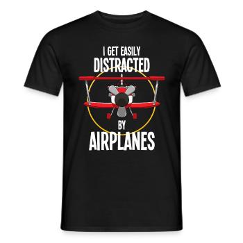 Airplane Pilot Flying Distracted I Gift - Men's T-Shirt - black - Front - AI Model Male 178 light (178cm)