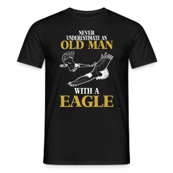 Aigle avec vieil homme Fauconnerie Oiseaux - T-shirt homme - noir - Devant - AI Model Male 178 light (178cm)