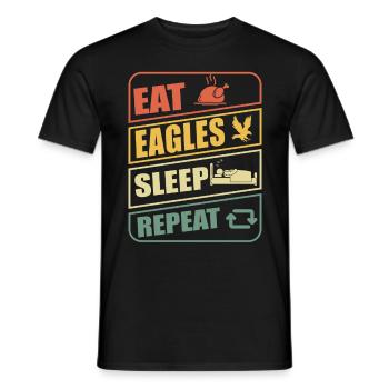 Eagle Sleep Repeat Ornithologie de la fauconnerie - T-shirt homme - noir - Devant - AI Model Male 178 light (178cm)