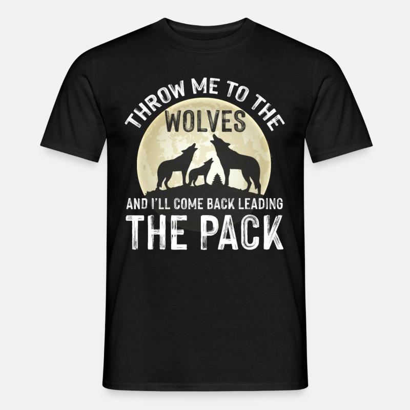 Alpha Wolf Wildhund Wolfsrudel Vollmond - Männer T-Shirt - Schwarz