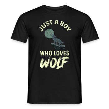 Junge liebt Wölfe Vollmond Wolf Rudel - Männer T-Shirt - Schwarz - Vorne - AI Model Male 178 light (178cm)