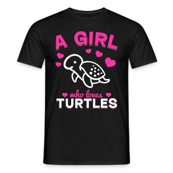 Sea Turtle Lover Girls Turtles - Men's T-Shirt - black - Front - AI Model Male 178 light (178cm)