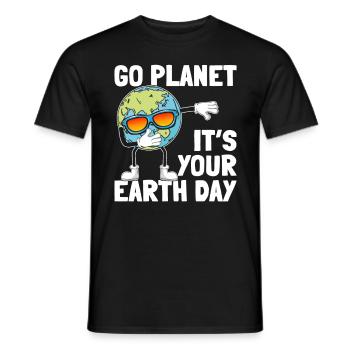 Earth Day Dabbing Planet Go Planet Es ist dein Tag - Männer T-Shirt - Schwarz - Vorne - AI Model Male 178 light (178cm)