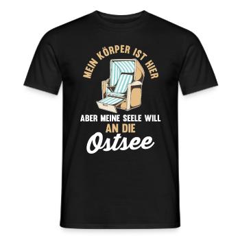 Meine Seele will an die Ostsee - Männer T-Shirt - Schwarz - Vorne - AI Model Male 178 light (178cm)