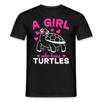 Turtle Girl Cute Turtle - A girl who - Men's T-Shirt - black - Front - AI Model Male 178 light (178cm)