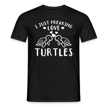 Cute Turtle Lovers - I Just Freaking Love - Men's T-Shirt - black - Front - AI Model Male 178 light (178cm)
