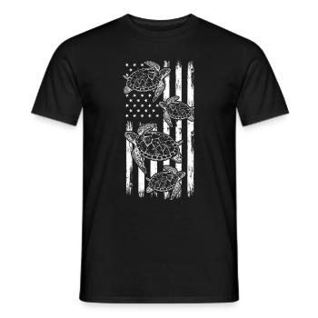 Tortues tortues drapeau américain - T-shirt homme - noir - Devant - AI Model Male 178 light (178cm)