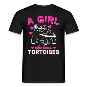 Land Tortoise Turtle Lover Girl - A girl who - Men's T-Shirt - black - Front - AI Model Male 178 light (178cm)